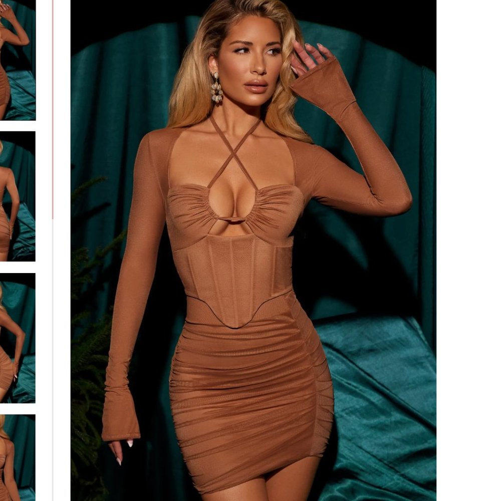 Oh Polly Brown Corset Dress